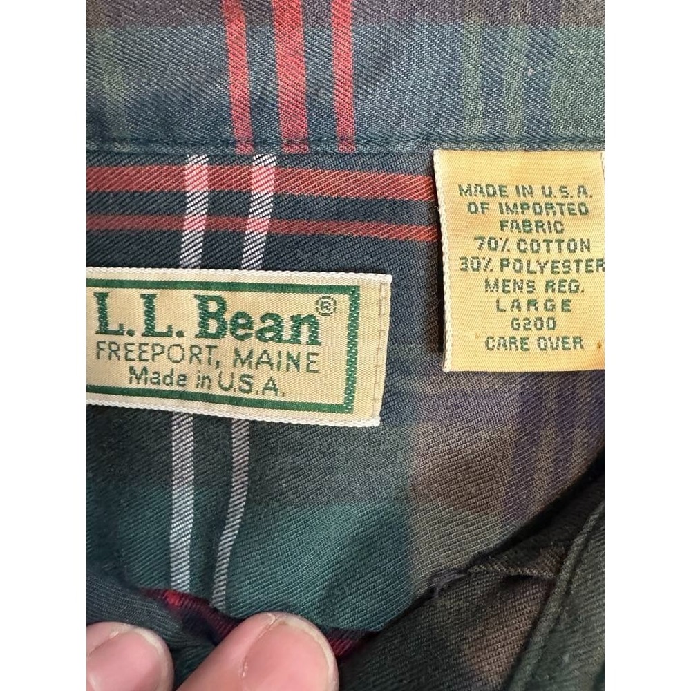 L.L.Bean Plaid Button-Down Shirt Men's L Green Red USA Made Cotton Blend - Picture 2 of 6